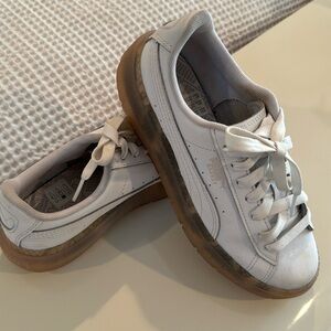 Puma 7M white leather platform sneaker.  Lightly worn great condition